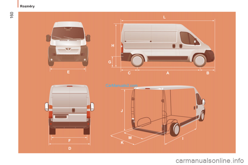 Peugeot Boxer 2011.5  Návod k obsluze (in Czech) 160
   
 
Rozměry   