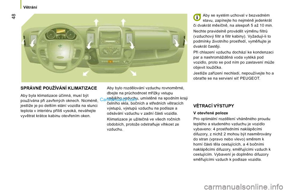 Peugeot Boxer 2010  Návod k obsluze (in Czech) �4�8
� � � �V)�t�r�á�n�í� � � 
� �S�P�R�Á�V�N�É� �P�O�U�Ž�Í�V�Á�N�Í� �K�L�I�M�A�T�I�Z�A�C�E� 
� �A�b�y� �b�y�l�a� �k�l�i�m�a�t�i�z�a�c�e� �ú�č�i�n�n�á�,� �m�u�s�í� �b�ý�t�  
�p�o�u�ž�í