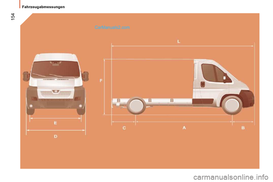 Peugeot Boxer 2008.5  Betriebsanleitung (in German)  154
   Fahrzeugabmessungen      