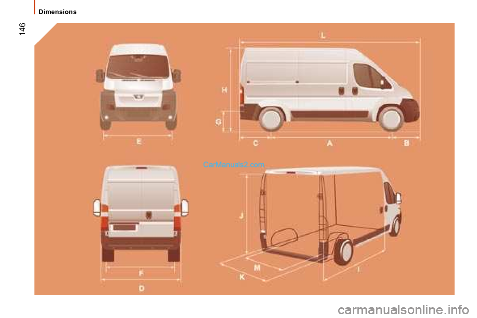 Peugeot Boxer 2008  Owners Manual  146
Dimensions   