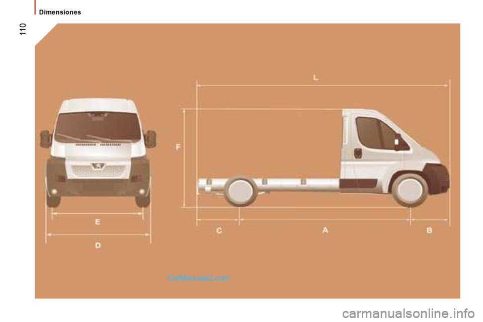 Peugeot Boxer 2006  Manual del propietario (in Spanish) � �1�1�0
�D�i�m�e�n�s�i�o�n�e�s   