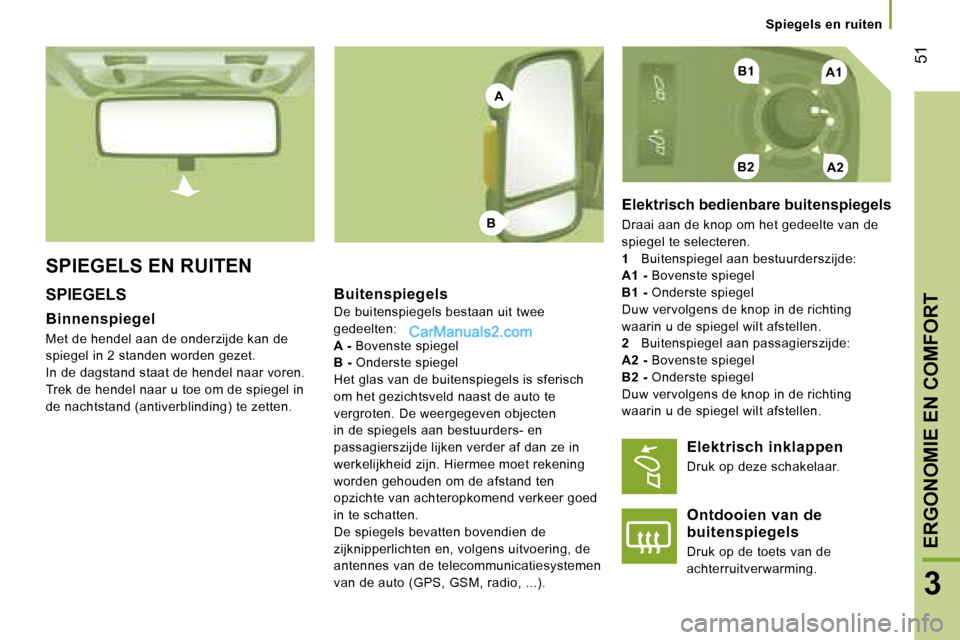 Peugeot Boxer 2006  Handleiding (in Dutch) �A�1
�A�2�B�2
�B�1
�A
�B
� �5�1
�3
�S�p�i�e�g�e�l�s� �e�n� �r�u�i�t�e�n
�S�P�I�E�G�E�L�S� �E�N� �R�U�I�T�E�N
�S�P�I�E�G�E�L�S
�B�i�n�n�e�n�s�p�i�e�g�e�l
�M�e�t� �d�e� �h�e�n�d�e�l� �a�a�n� �d�e� �o�n�