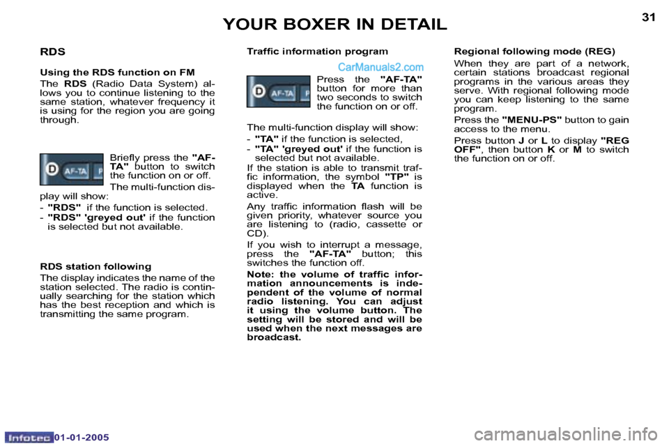 Peugeot Boxer 2005 Repair Manual �3�0
�0�1�-�0�1�-�2�0�0�5
�3�1
�0�1�-�0�1�-�2�0�0�5
�R�D�S
�U�s�i�n�g� �t�h�e� �R�D�S� �f�u�n�c�t�i�o�n� �o�n� �F�M 
�T�h�e� �R�D�S�  �(�R�a�d�i�o�  �D�a�t�a�  �S�y�s�t�e�m�)�  �a�l�-
�l�o�w�s�  �y�o�