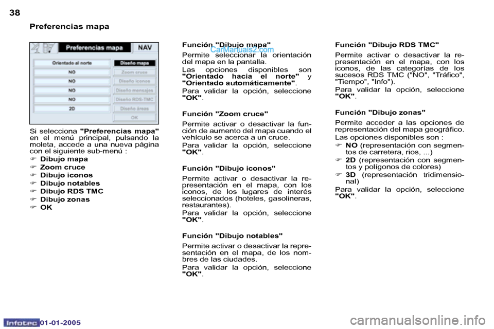 Peugeot Boxer 2005  Manual del propietario (in Spanish) �3�8�3�9
�0�2�-�0�8�-�2�0�0�4
�P�r�e�f�e�r�e�n�c�i�a�s� �m�a�p�a
�S�i�  �s�e�l�e�c�c�i�o�n�a� �"�P�r�e�f�e�r�e�n�c�i�a�s�  �m�a�p�a�"� 
�e�n�  �e�l�  �m�e�n�ú�  �p�r�i�n�c�i�p�a�l�,�  �p�u�l�s�a�n�d�