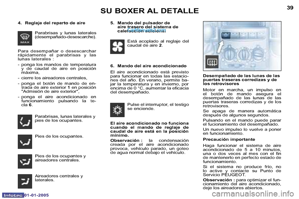 Peugeot Boxer 2005  Manual del propietario (in Spanish) �3�8
�0�1�-�0�1�-�2�0�0�5
�3�9
�0�1�-�0�1�-�2�0�0�5
�P�a�r�a�b�r�i�s�a�s�  �y�  �l�u�n�a�s�  �l�a�t�e�r�a�l�e�s�  
�(�d�e�s�e�m�p�a�ñ�a�d�o�-�d�e�s�e�s�c�a�r�c�h�e�)�. 
�P�a�r�a�b�r�i�s�a�s�,� �l�u�n