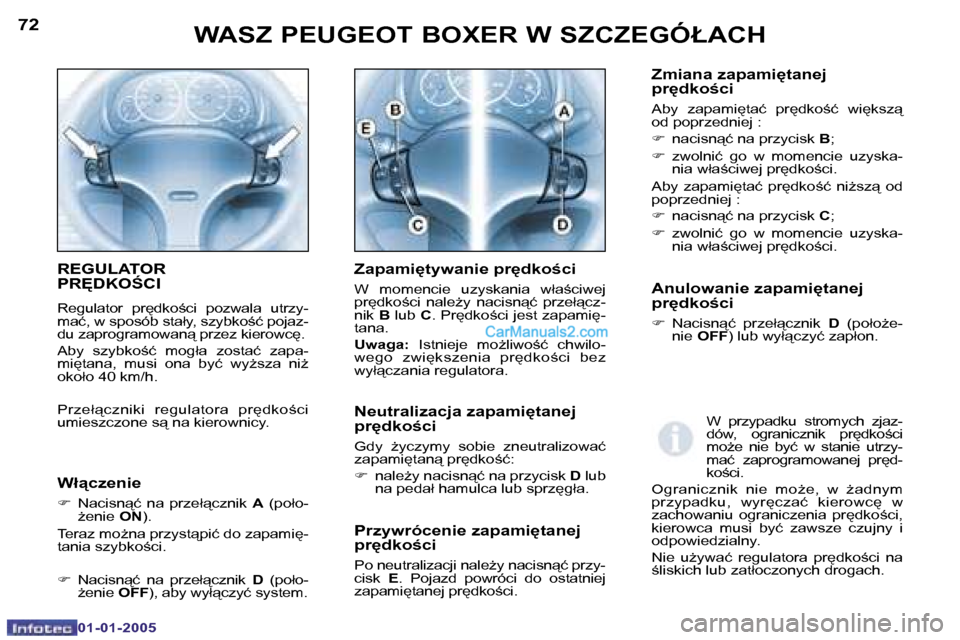 Peugeot Boxer 2005  Instrukcja Obsługi (in Polish) �W�A�S�Z� �P�E�U�G�E�O�T� �B�O�X�E�R� �W� �S�Z�C�Z�E�G�Ó�Ł�A�C�H�7�2
�0�1�-�0�1�-�2�0�0�5
�7�3�W�A�S�Z� �P�E�U�G�E�O�T� �B�O�X�E�R� �W� �S�Z�C�Z�E�G�Ó�Ł�A�C�H
�0�1�-�0�1�-�2�0�0�5
�P�r�z�y�w�r�ó�