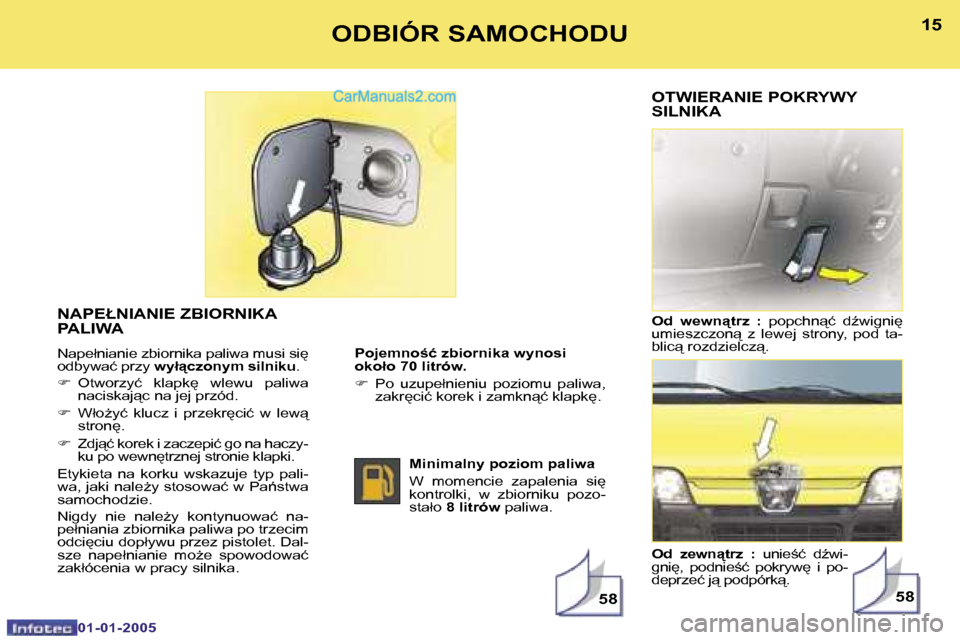 Peugeot Boxer 2005  Instrukcja Obsługi (in Polish) �1�4
�0�1�-�0�1�-�2�0�0�5
�1�5
�0�1�-�0�1�-�2�0�0�5
�N�A�P�E�Ł�N�I�A�N�I�E� �Z�B�I�O�R�N�I�K�A�  
�P�A�L�I�W�A
�N�a�p�e�ł�n�i�a�n�i�e� �z�b�i�o�r�n�i�k�a� �p�a�l�i�w�a� �m�u�s�i� �s�i
�  
�o�d�b�y�