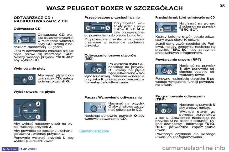Peugeot Boxer 2005  Instrukcja Obsługi (in Polish) �3�4
�0�1�-�0�1�-�2�0�0�5
�3�5
�0�1�-�0�1�-�2�0�0�5
�O�D�T�W�A�R�Z�A�C�Z� �C�D� �:�  
�R�A�D�I�O�O�D�T�W�A�R�Z�A�C�Z� �Z� �C�D
�O�d�t�w�a�r�z�a�c�z� �C�D�O�d�t�w�a�r�z�a�c�z�  �C�D�  �w�ł"�- 
�c�z�a