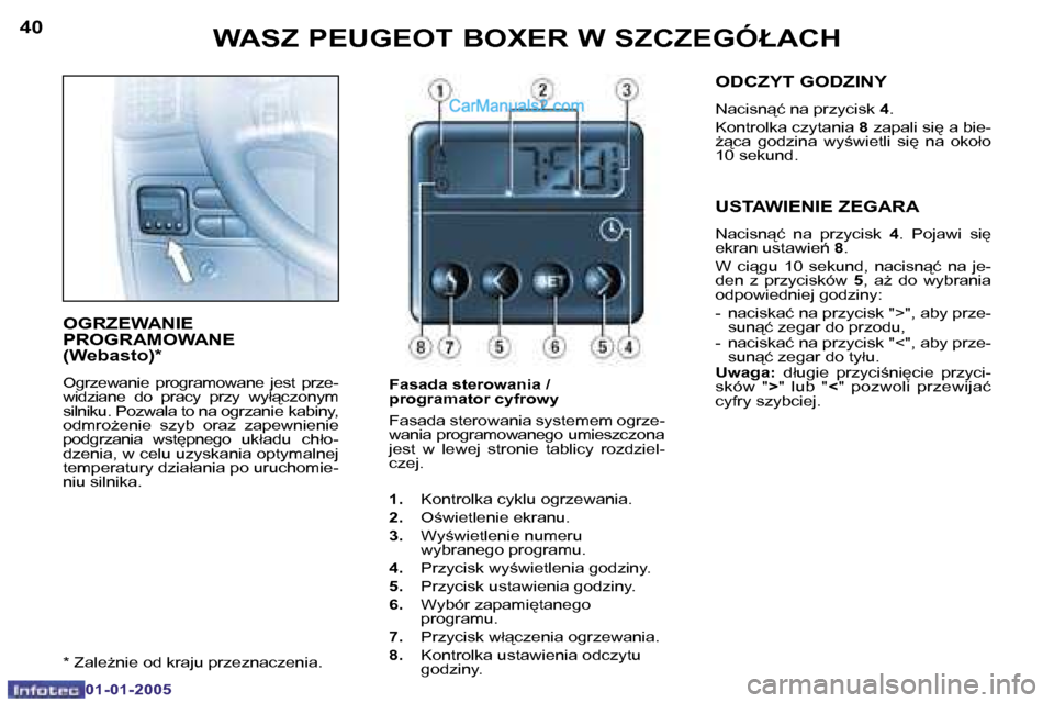 Peugeot Boxer 2005  Instrukcja Obsługi (in Polish) �4�0
�0�1�-�0�1�-�2�0�0�5
�4�1
�0�1�-�0�1�-�2�0�0�5
�O�G�R�Z�E�W�A�N�I�E�  
�P�R�O�G�R�A�M�O�W�A�N�E� 
�(�W�e�b�a�s�t�o�)�*
�O�g�r�z�e�w�a�n�i�e�  �p�r�o�g�r�a�m�o�w�a�n�e�  �j�e�s�t�  �p�r�z�e�- 
�w�