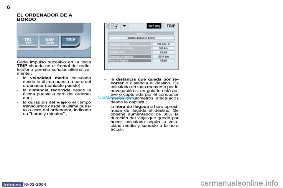 Peugeot Boxer 2004  Manual del propietario (in Spanish) �6
�1�6�-�0�2�-�2�0�0�4
�7
�1�6�-�0�2�-�2�0�0�4
�E�L� �O�R�D�E�N�A�D�O�R� �D�E� �A�  
�B�O�R�D�O
�-�  �l�a� �d�i�s�t�a�n�c�i�a�  �q�u�e�  �q�u�e�d�a�  �p�o�r�  �r�e�-
�c�o�r�r�e�r�  �o�  �d�i�s�t�a�n�
