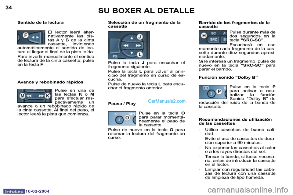 Peugeot Boxer 2004  Manual del propietario (in Spanish) �3�4
�1�6�-�0�2�-�2�0�0�4
�3�5
�1�6�-�0�2�-�2�0�0�4
�S�U� �B�O�X�E�R� �A�L� �D�E�T�A�L�L�E
�B�a�r�r�i�d�o� �d�e� �l�o�s� �f�r�a�g�m�e�n�t�o�s� �d�e� �l�a�  
�c�a�s�s�e�t�t�e�P�u�l�s�e� �d�u�r�a�n�t�e�
