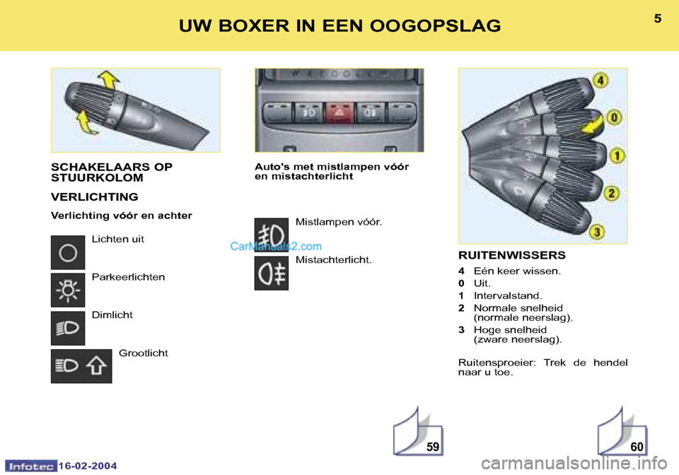 Peugeot Boxer 2004  Handleiding (in Dutch) �5�9�6�0
�4
�1�6�-�0�2�-�2�0�0�4
�5
�1�6�-�0�2�-�2�0�0�4
�U�W� �B�O�X�E�R� �I�N� �E�E�N� �O�O�G�O�P�S�L�A�G�R�U�I�T�E�N�W�I�S�S�E�R�S
�4�  �E�é�n� �k�e�e�r� �w�i�s�s�e�n�.
�0�  �U�i�t�.
�1�  �I�n�t�e