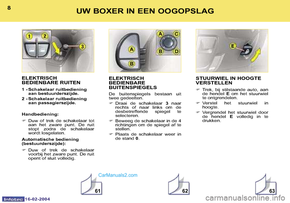 Peugeot Boxer 2004  Handleiding (in Dutch) �6�1�6�2�6�3
�8
�1�6�-�0�2�-�2�0�0�4
�9
�1�6�-�0�2�-�2�0�0�4
�U�W� �B�O�X�E�R� �I�N� �E�E�N� �O�O�G�O�P�S�L�A�G
�E�L�E�K�T�R�I�S�C�H�  
�B�E�D�I�E�N�B�A�R�E� �R�U�I�T�E�N
�1� �-� �S�c�h�a�k�e�l�a�a�r�