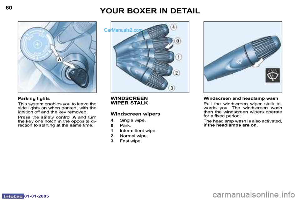 Peugeot Boxer Dag 2005  Owners Manual �6�0
�0�1�-�0�1�-�2�0�0�5
�6�1
�0�1�-�0�1�-�2�0�0�5
�W�I�N�D�S�C�R�E�E�N 
�W�I�P�E�R� �S�T�A�L�K
�W�i�n�d�s�c�r�e�e�n� �w�i�p�e�r�s
�4� �S�i�n�g�l�e� �w�i�p�e�.
�0�  �P�a�r�k�.
�1� �  �I�n�t�e�r�m�i�t
