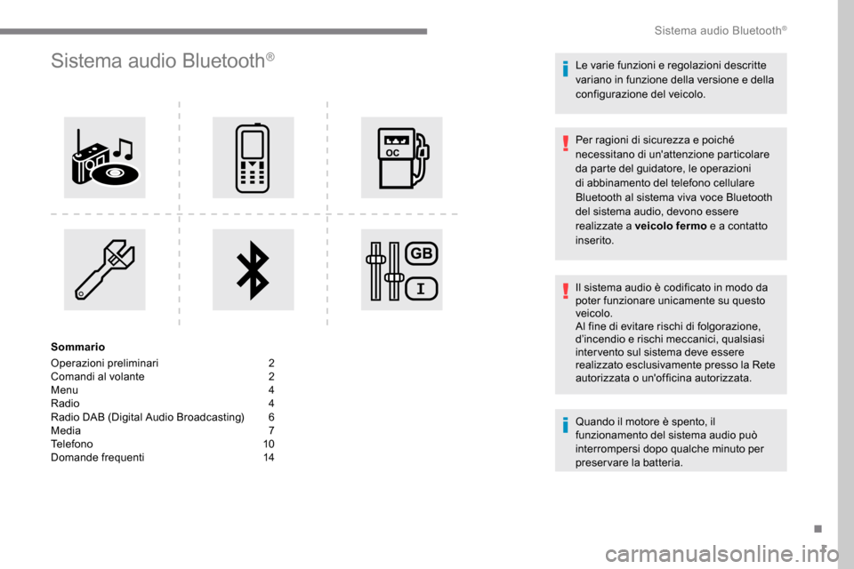 Peugeot Expert 2019 Manuale del proprietario (in Italian) 1
Sistema audio Bluetooth®
Sommario
Operazioni preliminari
2
C
omandi al volante
2
M
enu
4
R
adio
4
R
adio DAB (Digital Audio Broadcasting)
6
M
edia
7
T
elefono
1
0
Domande Peugeot Expert 2019 Manuale del proprietario (in Italian) 1
Sistema audio Bluetooth®
Sommario
Operazioni preliminari
2
C
omandi al volante
2
M
enu
4
R
adio
4
R
adio DAB (Digital Audio Broadcasting)
6
M
edia
7
T
elefono
1
0
Domande