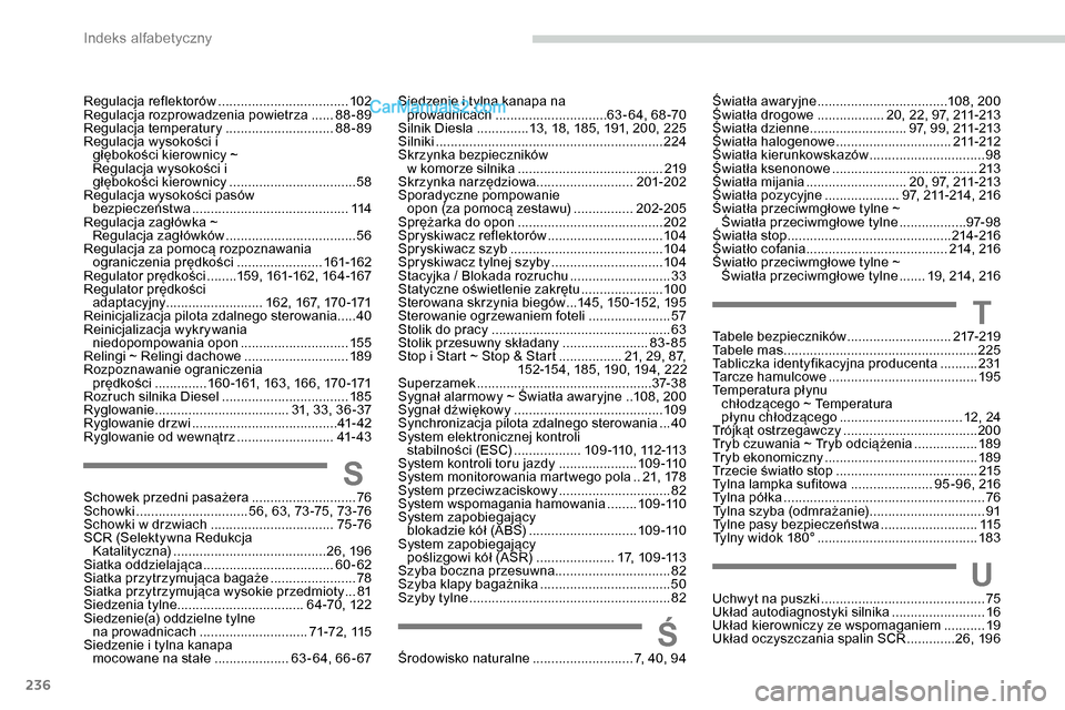 Peugeot Expert 2019  Instrukcja Obsługi (in Polish) 236
Regulacja reflektorów ...................................10 2
Regulacja rozprowadzenia powietrza  ......8
8-89
Regulacja temperatury
 ............................. 8

8-89
Regulacja wysokości i 