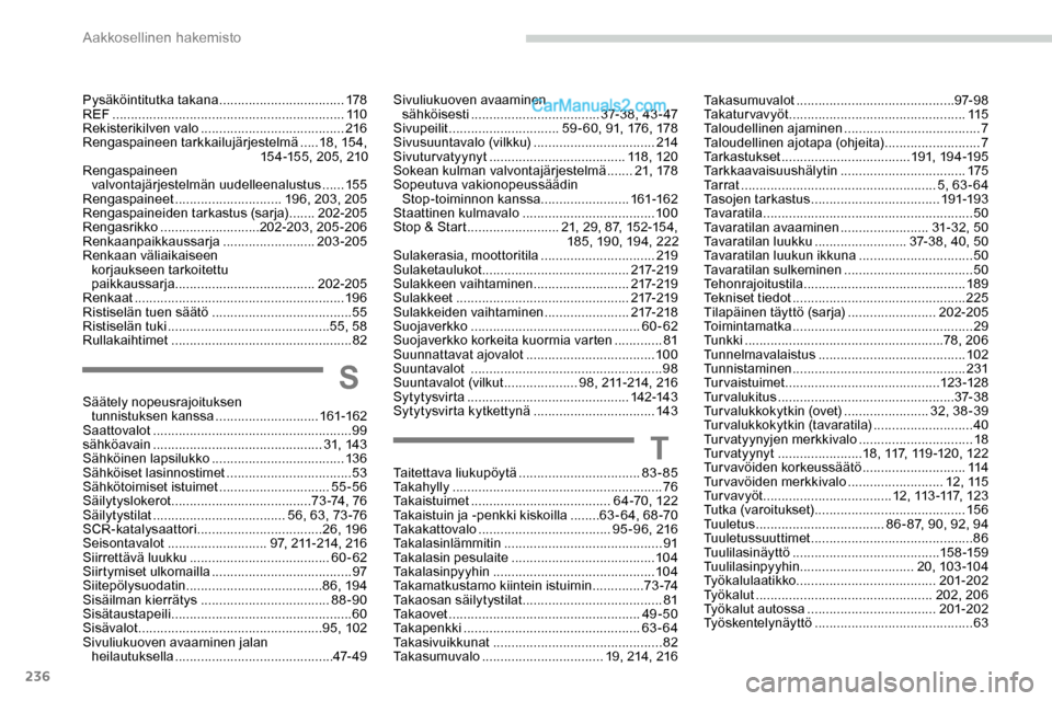 Peugeot Expert 2019  Omistajan käsikirja (in Finnish) 236
Pysäköintitutka takana ..................................178
REF ............... ................................................ 11 0
Rekisterikilven valo
 

...................................