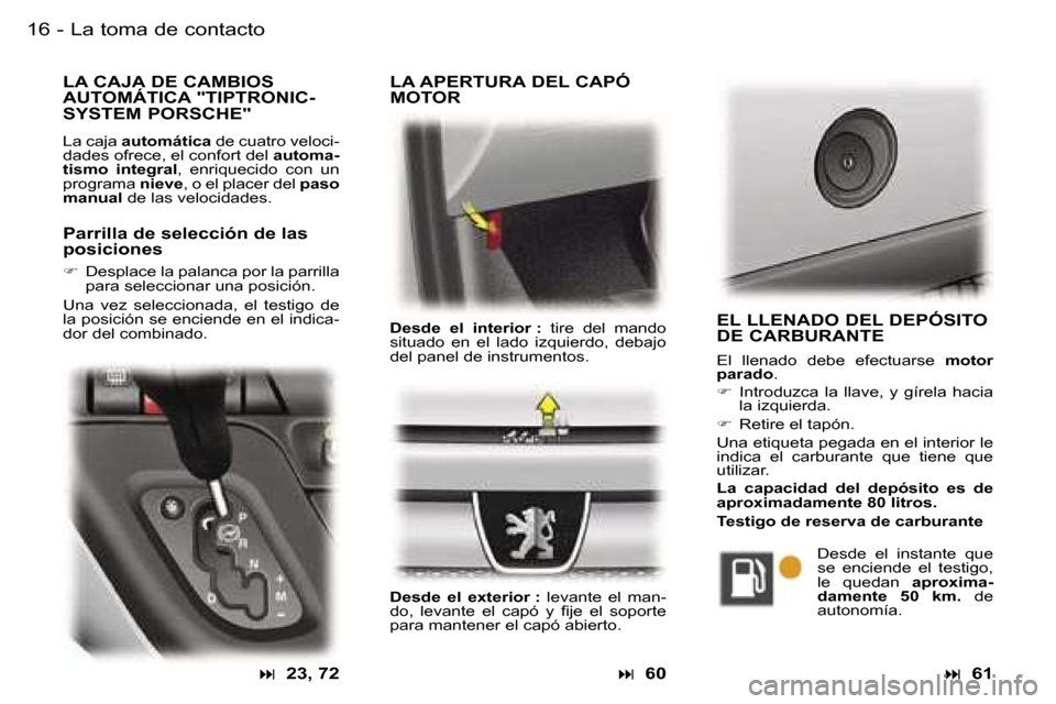 Peugeot Expert 2006  Manual del propietario (in Spanish) �1�6 �-
�L�A� �A�P�E�R�T�U�R�A� �D�E�L� �C�A�P�Ó�  
�M�O�T�O�R
�D�e�s�d�e�  �e�l�  �i�n�t�e�r�i�o�r� �:�  �t�i�r�e�  �d�e�l�  �m�a�n�d�o� 
�s�i�t�u�a�d�o�  �e�n�  �e�l�  �l�a�d�o�  �i�z�q�u�i�e�r�d�o