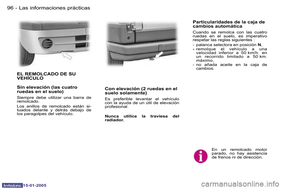 Peugeot Expert 2005  Manual del propietario (in Spanish) �9�6 �-
�1�5�-�0�1�-�2�0�0�5
�9�7
�-
�1�5�-�0�1�-�2�0�0�5
�E�n�  �u�n�  �r�e�m�o�l�c�a�d�o�  �m�o�t�o�r�  
�p�a�r�a�d�o�,�  �n�o�  �h�a�y�  �a�s�i�s�t�e�n�c�i�a� 
�d�e� �f�r�e�n�o�s� �n�i� �d�e� �d�i�