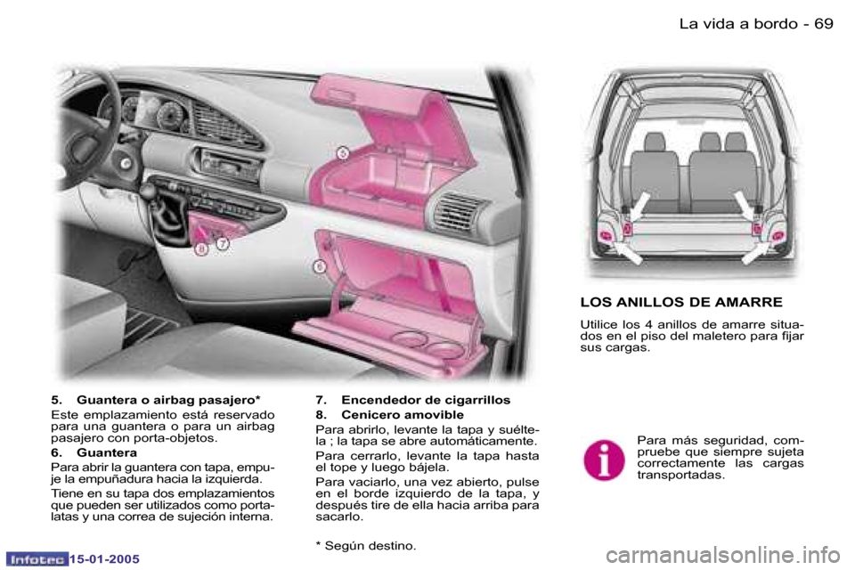 Peugeot Expert 2005  Manual del propietario (in Spanish) �6�8 �-
�1�5�-�0�1�-�2�0�0�5
�6�9
�-
�1�5�-�0�1�-�2�0�0�5
�P�a�r�a�  �m�á�s�  �s�e�g�u�r�i�d�a�d�,�  �c�o�m�- 
�p�r�u�e�b�e�  �q�u�e�  �s�i�e�m�p�r�e�  �s�u�j�e�t�a� 
�c�o�r�r�e�c�t�a�m�e�n�t�e�  �l�