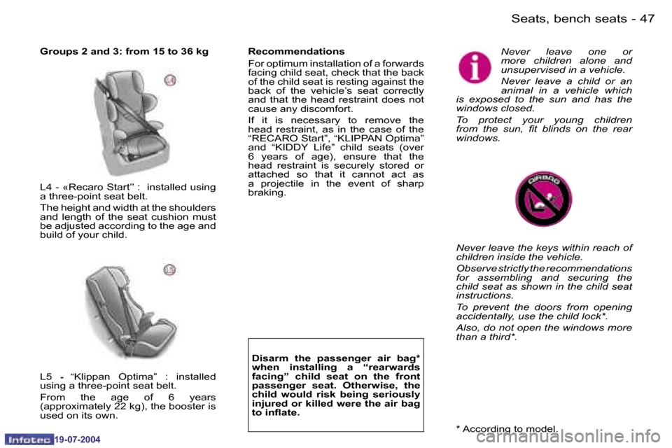 Peugeot Expert 2004 Service Manual �4�6 �-
�1�9�-�0�7�-�2�0�0�4
�4�7
�-
�1�9�-�0�7�-�2�0�0�4
�S�e�a�t�s�,� �b�e�n�c�h� �s�e�a�t�s
�L�4� �-� �«�R�e�c�a�r�o� �S�t�a�r�t�’�’� �:� � �i�n�s�t�a�l�l�e�d� �u�s�i�n�g�  
�a� �t�h�r�e�e�-�p