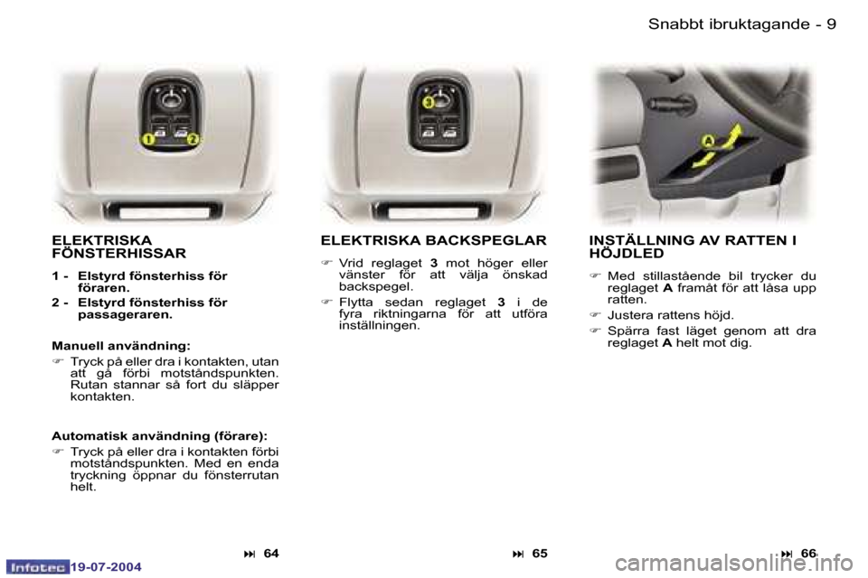 Peugeot Expert 2004  Ägarmanual (in Swedish) �8 �-
�1�9�-�0�7�-�2�0�0�4
�9
�-
�1�9�-�0�7�-�2�0�0�4
�S�n�a�b�b�t� �i�b�r�u�k�t�a�g�a�n�d�e
�E�L�E�K�T�R�I�S�K�A�  
�F�Ö�N�S�T�E�R�H�I�S�S�A�R
�1� �-�  �E�l�s�t�y�r�d� �f�ö�n�s�t�e�r�h�i�s�s� �f�ö