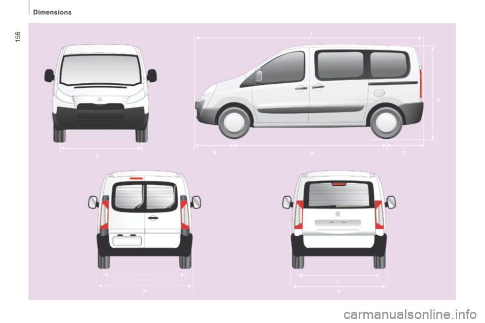 Peugeot Expert Tepee 2014  Owners Manual 156
   Dimensions    
