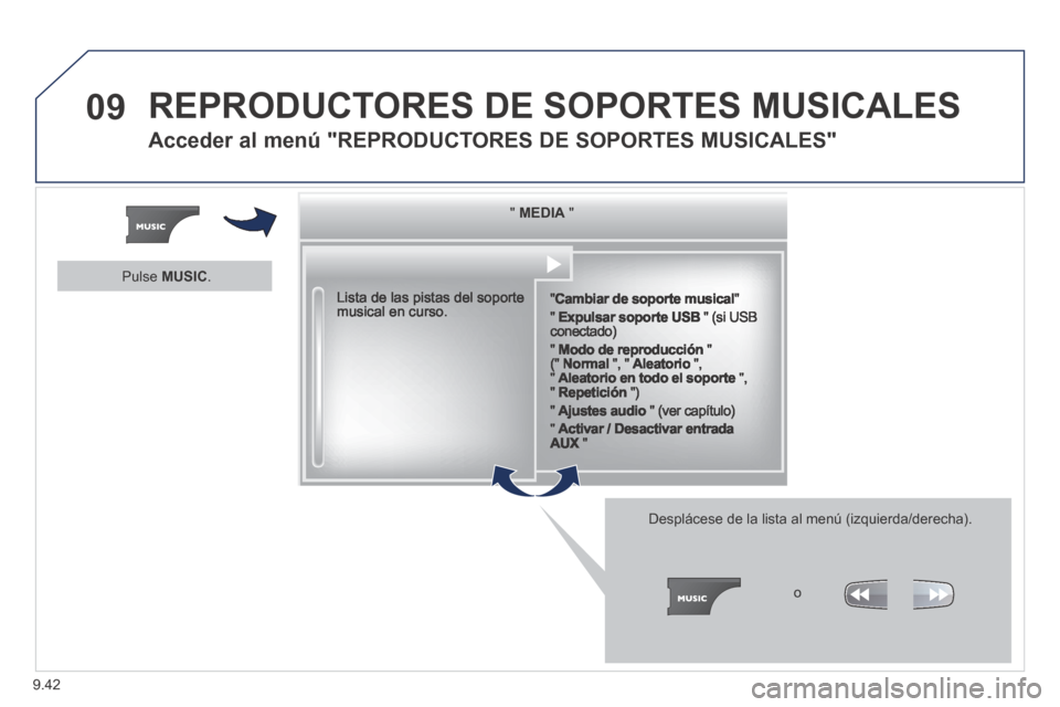 Peugeot Expert Tepee 2014 Manual del propietario (in Spanish) 9.42
09 REPRODUCTORES DE SOPORTES MUSICALES
Acceder al menú "REPRODUCTORES DE SOPORTES MUSICALES"
" " " " " " " " " " " " " " " Peugeot Expert Tepee 2014 Manual del propietario (in Spanish) 9.42
09 REPRODUCTORES DE SOPORTES MUSICALES
Acceder al menú "REPRODUCTORES DE SOPORTES MUSICALES"
" " " " " " " " " " " " " " "