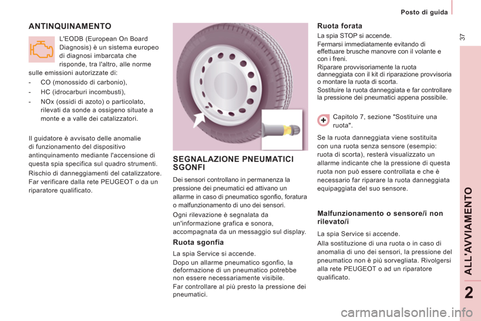 Peugeot Expert Tepee 2012 Manuale del proprietario (in Italian) 37
Posto di guida
ALLAVVIAMENTO
2
ANTINQUINAMENTO
Il guidatore è avvisato delle anomalie
di funzionamento del dispositivo
antinquinamento mediante laccensione di
questa spia spec Peugeot Expert Tepee 2012 Manuale del proprietario (in Italian) 37
Posto di guida
ALLAVVIAMENTO
2
ANTINQUINAMENTO
Il guidatore è avvisato delle anomalie
di funzionamento del dispositivo
antinquinamento mediante laccensione di
questa spia spec
