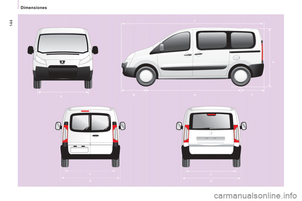 Peugeot Expert Tepee 2011  Manual del propietario (in Spanish) 144
Dimensiones 
