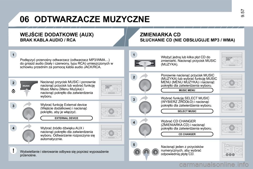 Peugeot Expert Tepee 2010  Instrukcja Obsługi (in Polish) �1
�2
�3
�4
�1
�4
�0�6
�2
�3
�5
9.57
� �P�o�d�ł"�c�z�y�ć� �p�r�z�e�n�o;�n�y� �o�d�t�w�a�r�z�a�c�z� �(�o�d�t�w�a�r�z�a�c�z� �M�P�3�/�W�M�A�…�)� � �P�o�d�ł"�c�z�y�ć� �p�r�z�e�n�o;�n�y� �o�d�t�