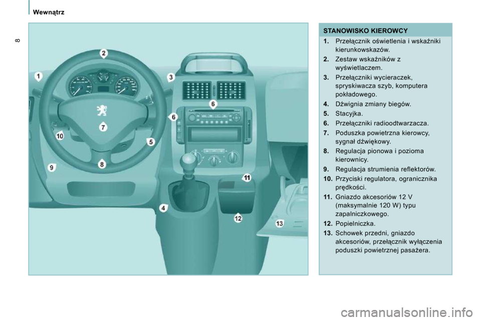 Peugeot Expert Tepee 2010  Instrukcja Obsługi (in Polish) � � � �W�e�w�n"�t�r�z� � � 
�8
� � � �S�T�A�N�O�W�I�S�K�O� �K�I�E�R�O�W�C�Y�  
   
1. � �  �P�r�z�e�ł"�c�z�n�i�k� �o;�w�i�e�t�l�e�n�i�a� �i� �w�s�k�aE�n�i�k�i� 
�k�i�e�r�u�n�k�o�w�s�k�a�z�ó�w�.�