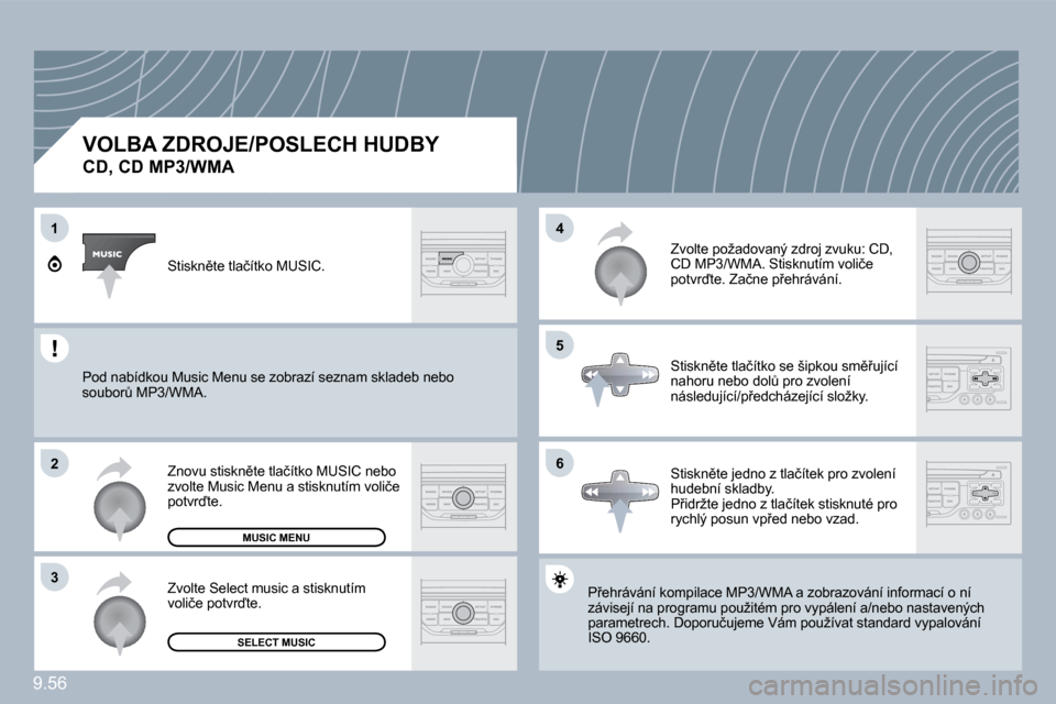Peugeot Expert Tepee 2010  Návod k obsluze (in Czech) 9.56
�1
�2
�3
�5
�4
�6
� � �V�O�L�B�A� �Z�D�R�O�J�E�/�P�O�S�L�E�C�H� �H�U�D�B�Y� � 
�C�D�,� �C�D� �M�P�3�/�W�M�A� 
� �P9�e�h�r�á�v�á�n�í� �k�o�m�p�i�l�a�c�e� �M�P�3�/�W�M�A� �a� �z�o�b�r�a�z�o�v�