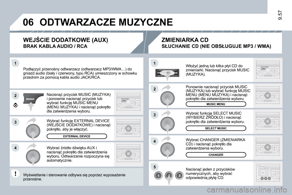 Peugeot Expert Tepee 2009  Instrukcja Obsługi (in Polish) 1
2
3
4
1
4
06
2
3
�5
�9�.�5�7
� �P�o�d�ł"�c�z�y�ć� �p�r�z�e�n�o;�n�y� �o�d�t�w�a�r�z�a�c�z� �(�o�d�t�w�a�r�z�a�c�z� �M�P�3�/�W�M�A�…�)� �d�o� � �P�o�d�ł"�c�z�y�ć� �p�r�z�e�n�o;�n�y� �o�d�t�