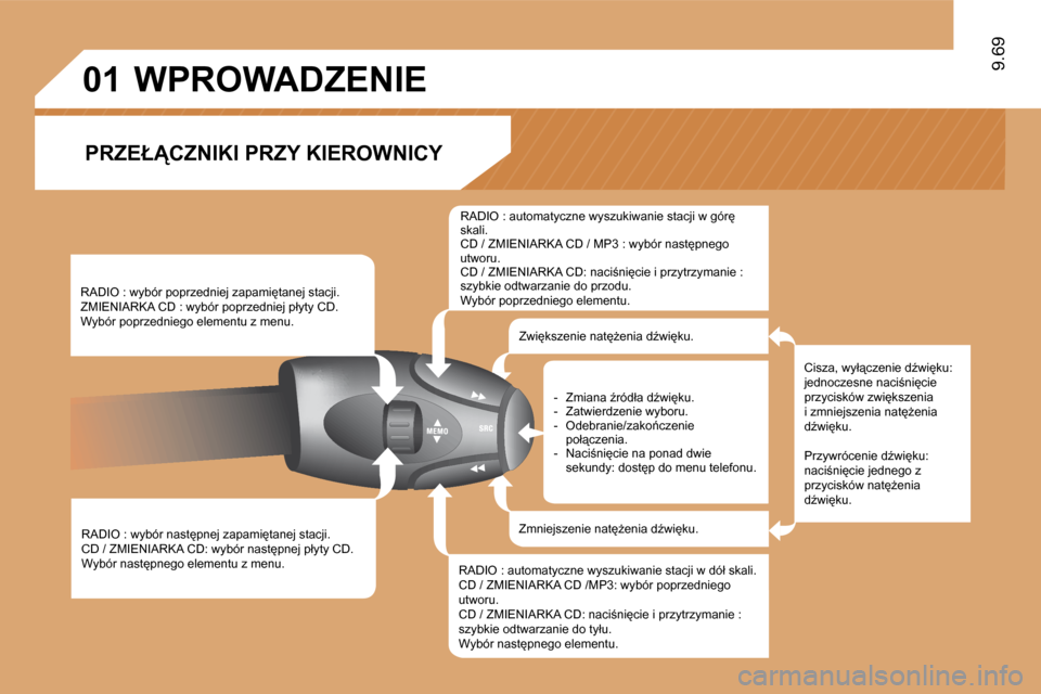 Peugeot Expert Tepee 2009  Instrukcja Obsługi (in Polish) 01
�9�.�6�9
� �R�A�D�I�O� �:� �w�y�b�ó�r� �n�a�s�t�p�n�e�j� �z�a�p�a�m�i�t�a�n�e�j� �s�t�a�c�j�i�.� � �C�D� �/� �Z�M�I�E�N�I�A�R�K�A� �C�D�:� �w�y�b�ó�r� �n�a�s�t�p�n�e�j� �p�ł�y�t�y� �C�D�.�