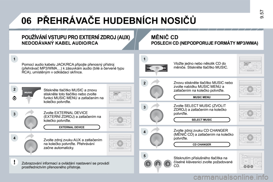 Peugeot Expert Tepee 2009  Návod k obsluze (in Czech) �1
2
�3
4
�1
4
�0�6
2
�3
�5
�9�.�5�7
� �P�o�m�o�c�í� �a�u�d�i�o� �k�a�b�e�l�u� �J�A�C�K�/�R�C�A� �p9�i�p�o�j�t�e� �p9�e�n�o�s�n�ý� �p9�í�s�t�r�o�j� � �P�o�m�o�c�í� �a�u�d�i�o� �k�a�b�e�l�u� �J�