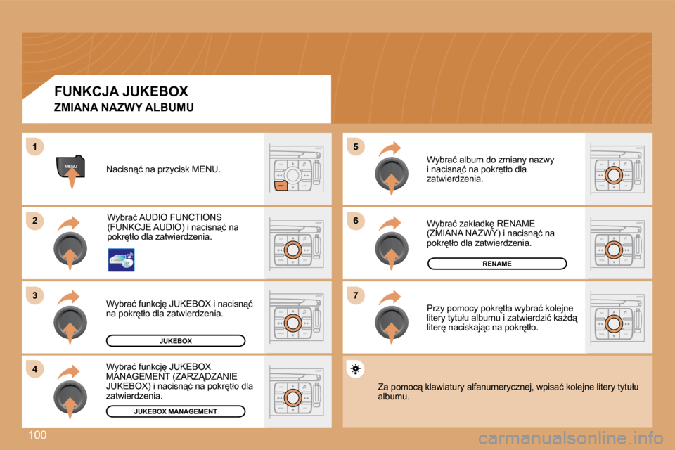 Peugeot Expert Tepee 2008.5  Instrukcja Obsługi (in Polish) �1�0�0
ESC
MENU LIST
ESC
MENU LIST
�6�6
�7�7
�5�5
ESC
LIST
MENU
MENU
ESC
MENU LIST
�2�2
�3�3
�4�4
�1�1
ESC
MENU LIST
ESC
MENU LIST
ESC
MENU LIST
ESC
MENU LIST
� �N�a�c�i�s�n"�ć� �n�a� �p�r�z�y�c�i�s