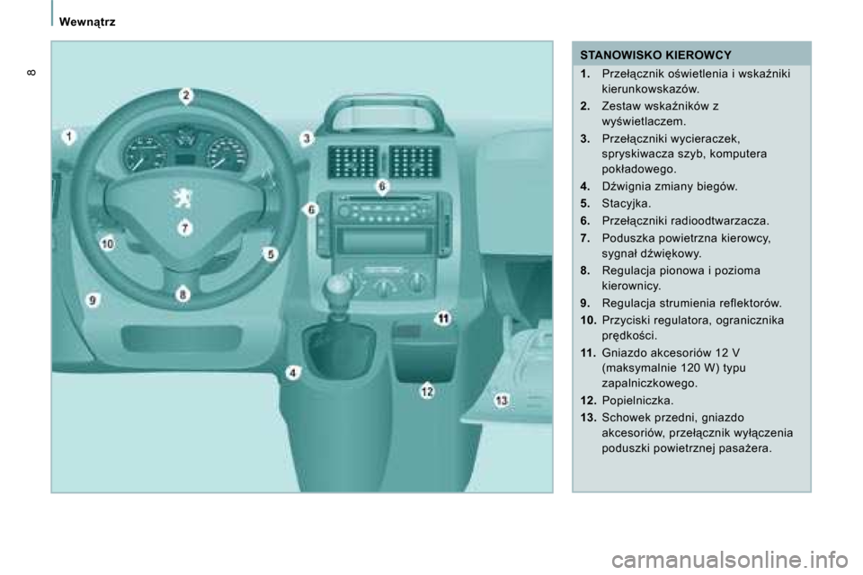 Peugeot Expert Tepee 2008.5  Instrukcja Obsługi (in Polish) � � � �W�e�w�n"�t�r�z� � 
8
� � � �S�T�A�N�O�W�I�S�K�O� �K�I�E�R�O�W�C�Y�  
   
1. � �  �P�r�z�e�ł"�c�z�n�i�k� �o;�w�i�e�t�l�e�n�i�a� �i� �w�s�k�aE�n�i�k�i� 
�k�i�e�r�u�n�k�o�w�s�k�a�z�ó�w�.� 
 