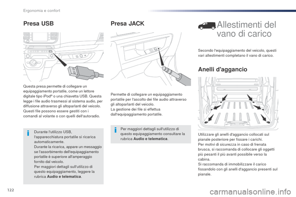 Peugeot Expert VU 2016 Manuale del proprietario (in Italian) 122
Expert_it_Chap03_ergonomie-et-confort_ed01-2016
Presa JACK
Permette di collegare un equipaggiamento
portatile per lascolto dei file audio attraverso
gli altoparlanti del veicolo.
La gestione de Peugeot Expert VU 2016 Manuale del proprietario (in Italian) 122
Expert_it_Chap03_ergonomie-et-confort_ed01-2016
Presa JACK
Permette di collegare un equipaggiamento
portatile per lascolto dei file audio attraverso
gli altoparlanti del veicolo.
La gestione de