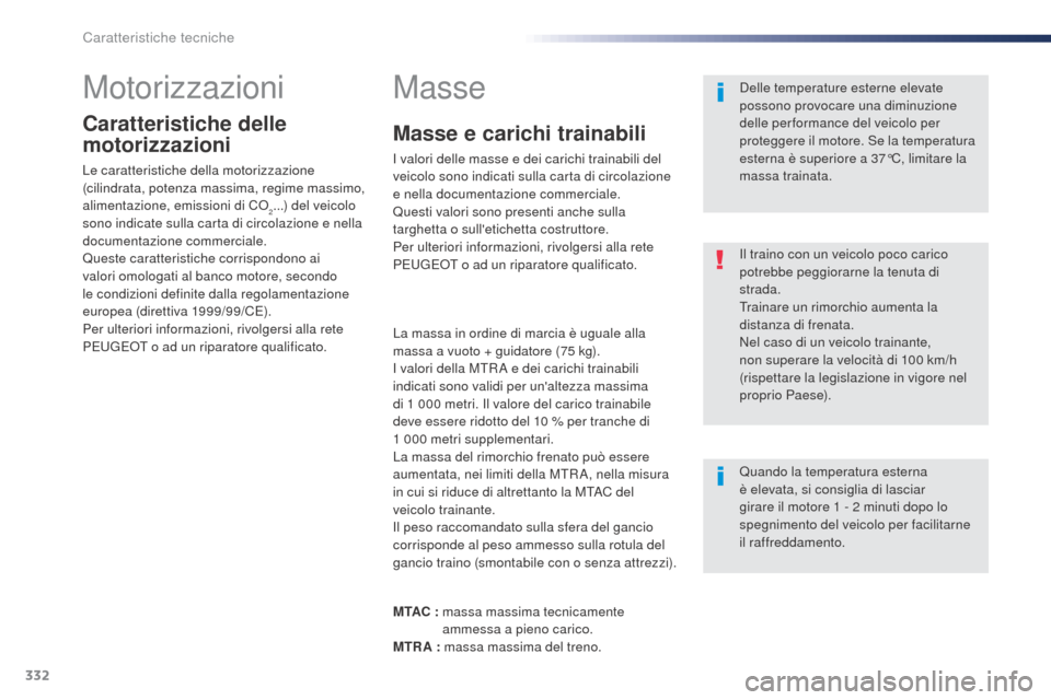 Peugeot Expert VU 2016 Manuale del proprietario (in Italian) 332
Expert_it_Chap09_caracteristiques-techniques_ed01-2016
Motorizzazioni
Caratteristiche delle
motorizzazioni
Le caratteristiche della motorizzazione
(cilindrata, potenza massima, regime massimo,
Peugeot Expert VU 2016 Manuale del proprietario (in Italian) 332
Expert_it_Chap09_caracteristiques-techniques_ed01-2016
Motorizzazioni
Caratteristiche delle
motorizzazioni
Le caratteristiche della motorizzazione
(cilindrata, potenza massima, regime massimo,