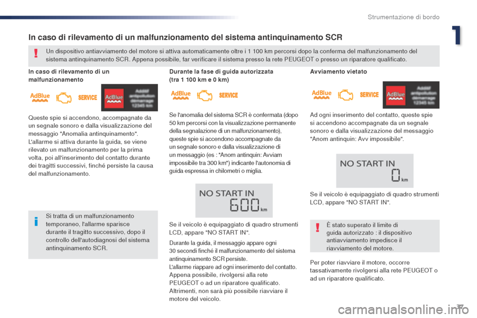 Peugeot Expert VU 2016 Manuale del proprietario (in Italian) 37
Expert_it_Chap01_instruments-de-bord_ed01-2016
Avviamento vietato
Ad ogni inserimento del contatto, queste spie
si accendono accompagnate da un segnale
sonoro e dalla visualizzazione del messaggi Peugeot Expert VU 2016 Manuale del proprietario (in Italian) 37
Expert_it_Chap01_instruments-de-bord_ed01-2016
Avviamento vietato
Ad ogni inserimento del contatto, queste spie
si accendono accompagnate da un segnale
sonoro e dalla visualizzazione del messaggi