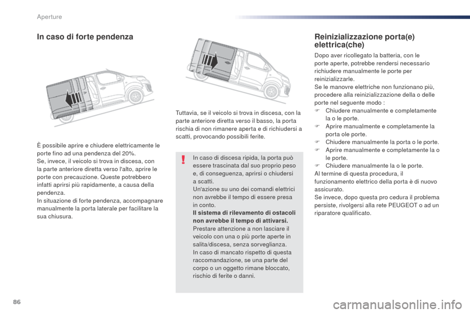Peugeot Expert VU 2016 Manuale del proprietario (in Italian) 86
Expert_it_Chap02_ouvertures_ed01-2016
In caso di discesa ripida, la porta può
essere trascinata dal suo proprio peso
e, di conseguenza, aprirsi o chiudersi
a scatti.
Unazione su uno dei comand Peugeot Expert VU 2016 Manuale del proprietario (in Italian) 86
Expert_it_Chap02_ouvertures_ed01-2016
In caso di discesa ripida, la porta può
essere trascinata dal suo proprio peso
e, di conseguenza, aprirsi o chiudersi
a scatti.
Unazione su uno dei comand