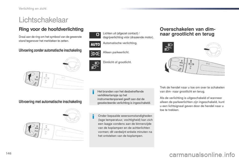 Peugeot Expert VU 2016 Handleiding (in Dutch) 146
Expert_nl_Chap04_eclairage-et-visibilite_ed01-2016
Uitvoering zonder automatische inschakeling
Uitvoering met automatische inschakeling
Ring voor de hoofdverlichtingLichten uit (afgezet contact) / Peugeot Expert VU 2016 Handleiding (in Dutch) 146
Expert_nl_Chap04_eclairage-et-visibilite_ed01-2016
Uitvoering zonder automatische inschakeling
Uitvoering met automatische inschakeling
Ring voor de hoofdverlichtingLichten uit (afgezet contact) /