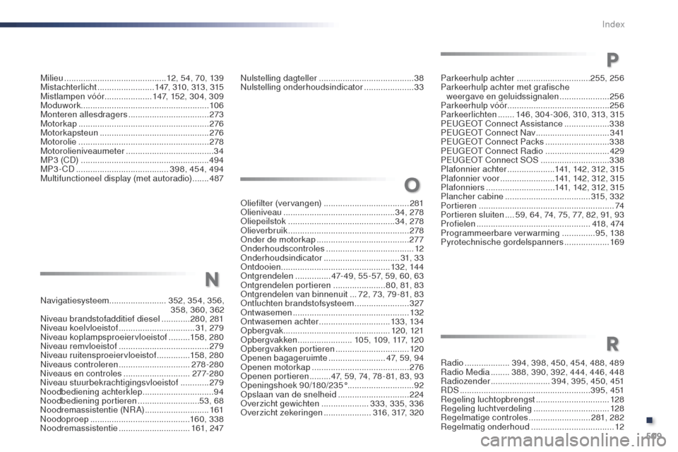 Peugeot Expert VU 2016 Handleiding (in Dutch) 509
Expert_nl_Chap11_index-alpha_ed01-2016
Milieu ........................................... 12, 54, 70, 139
Mistachterlicht ........................ 147, 310, 313, 315
Mistlampen vóór
........ Peugeot Expert VU 2016 Handleiding (in Dutch) 509
Expert_nl_Chap11_index-alpha_ed01-2016
Milieu ........................................... 12, 54, 70, 139
Mistachterlicht ........................ 147, 310, 313, 315
Mistlampen vóór
........