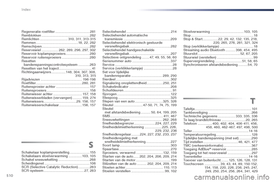 Peugeot Expert VU 2016 Handleiding (in Dutch) 510
Expert_nl_Chap11_index-alpha_ed01-2016
tafeltje ........................................................... 101tan
kbeveiliging ............................... ..............266
te
chnische gegev Peugeot Expert VU 2016 Handleiding (in Dutch) 510
Expert_nl_Chap11_index-alpha_ed01-2016
tafeltje ........................................................... 101tan
kbeveiliging ............................... ..............266
te
chnische gegev
