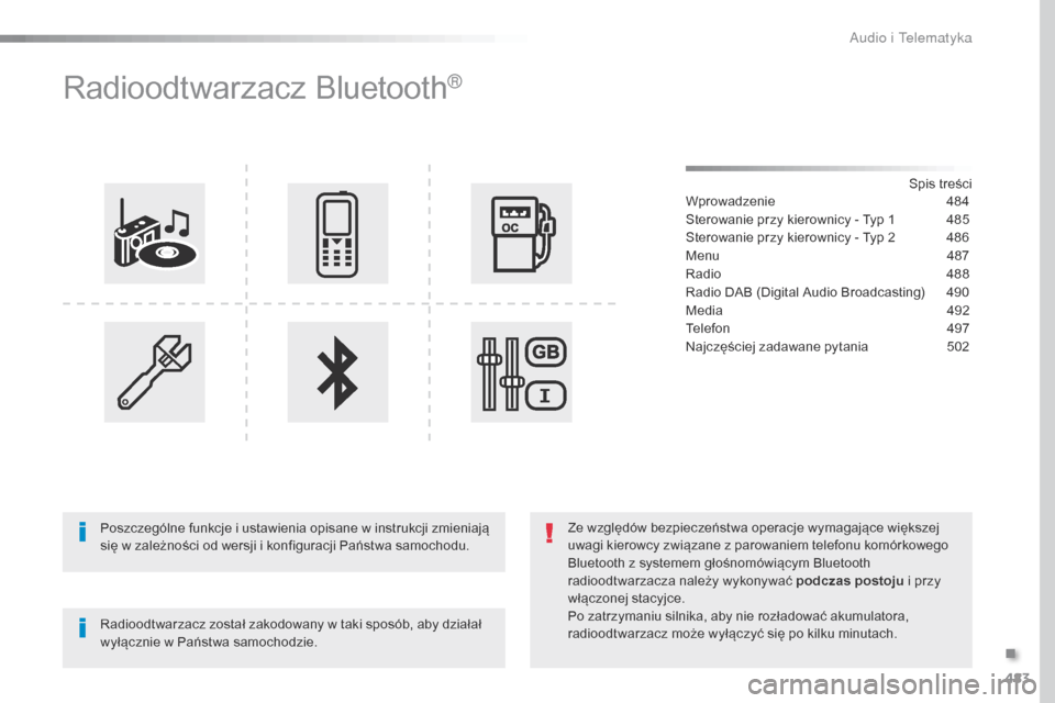 Peugeot Expert VU 2016 Instrukcja Obsługi (in Polish) 483
Expert_pl_Chap10d_RD6_ed01-2016
Radioodtwarzacz Bluetooth®
Spis treści
Wprowadzenie 4 84
Sterowanie przy kierownicy - Typ 1
4
85
Sterowanie przy kierownicy - Typ 2
4
86
Menu
4
87
Radio
Peugeot Expert VU 2016 Instrukcja Obsługi (in Polish) 483
Expert_pl_Chap10d_RD6_ed01-2016
Radioodtwarzacz Bluetooth®
Spis treści
Wprowadzenie 4 84
Sterowanie przy kierownicy - Typ 1
4
85
Sterowanie przy kierownicy - Typ 2
4
86
Menu
4
87
Radio