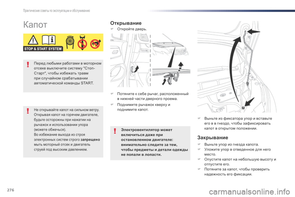 Peugeot Expert VU 2016 Инструкция по эксплуатации (in Russian) 276
Expert_ru_Chap07_info-pratiques_ed01-2016
КапотОткрываниеЗакрывание
F Выньте упор из гнезда капота.
F У ложите упор в отведенн Peugeot Expert VU 2016 Инструкция по эксплуатации (in Russian) 276
Expert_ru_Chap07_info-pratiques_ed01-2016
КапотОткрываниеЗакрывание
F Выньте упор из гнезда капота.
F У ложите упор в отведенн