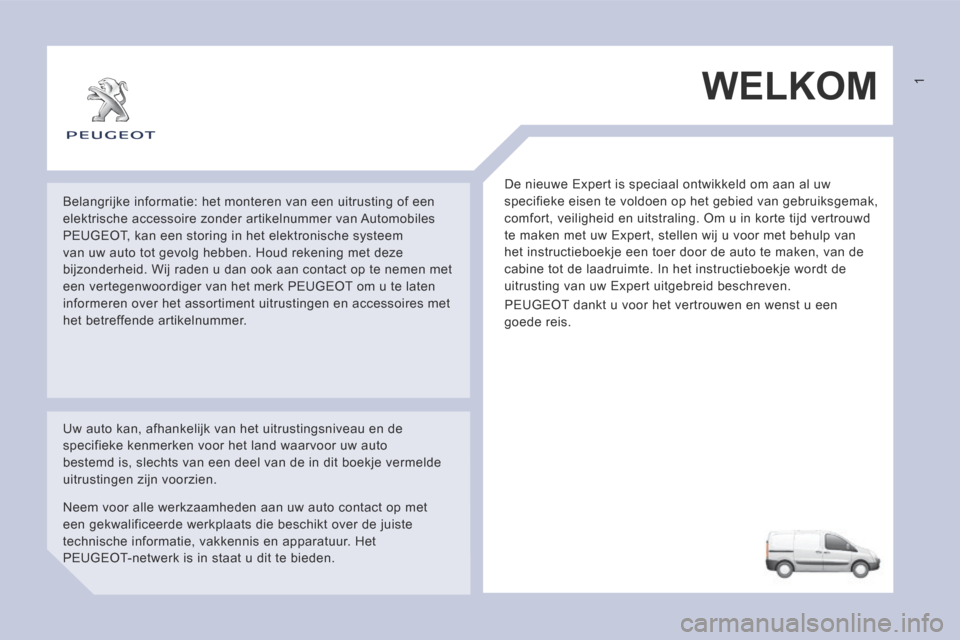 Peugeot Expert VU 2014 Handleiding (in Dutch) WELKOM
De nieuwe Expert is speciaal ontwikkeld om aan al uw
specifieke eisen te voldoen op het gebied van gebruiksgemak,
comfort, veiligheid en uitstraling. Om u in korte tijd vertrouwd
te maken Peugeot Expert VU 2014 Handleiding (in Dutch) WELKOM
De nieuwe Expert is speciaal ontwikkeld om aan al uw
specifieke eisen te voldoen op het gebied van gebruiksgemak,
comfort, veiligheid en uitstraling. Om u in korte tijd vertrouwd
te maken