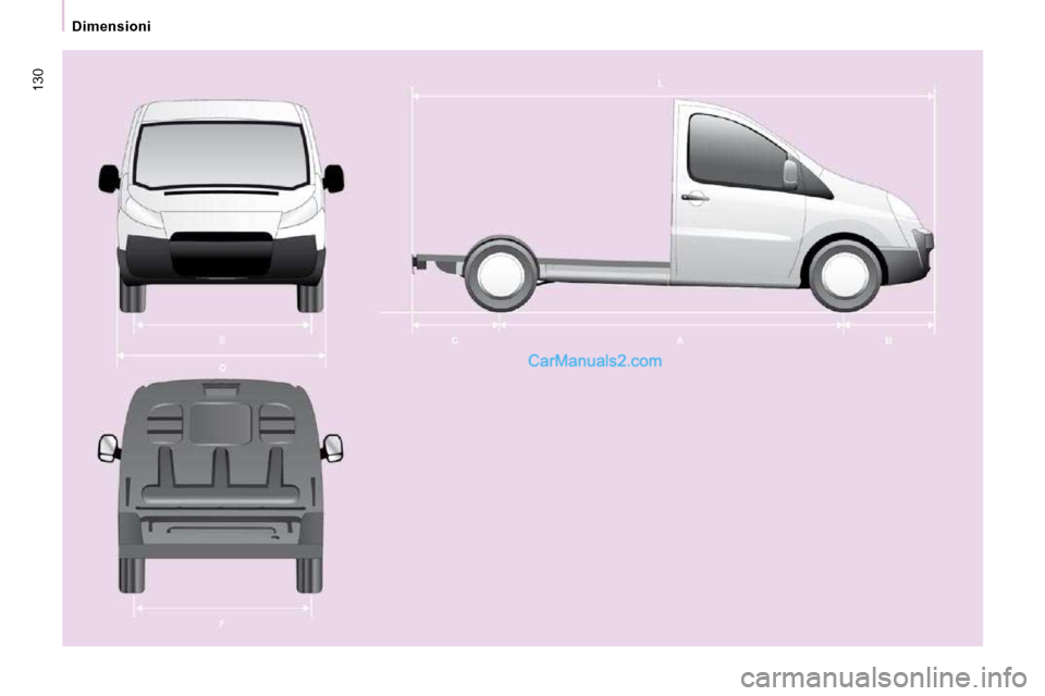 Peugeot Expert VU 2010 Manuale del proprietario (in Italian) 130
Dimensioni Peugeot Expert VU 2010 Manuale del proprietario (in Italian) 130
Dimensioni