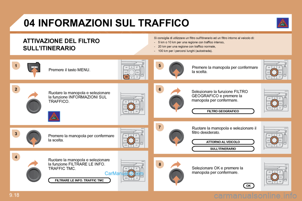 Peugeot Expert VU 2010  Manuale del proprietario (in Italian) 9.18 
�5�5
�6�6
�7�7
�8�8
11
�2�2
�3�3
�4�4
�0�4
� � �A�T�T�I�V�A�Z�I�O�N�E� �D�E�L� �F�I�L�T�R�O� 
SULLITINERARIO 
� �S�i� �c�o�n�s�i�g�l�i�a� �d�i� �u�t�i�l�i�z�z�a�r�e� �u�n� �ﬁ� �l�t�r�o� �s�u�